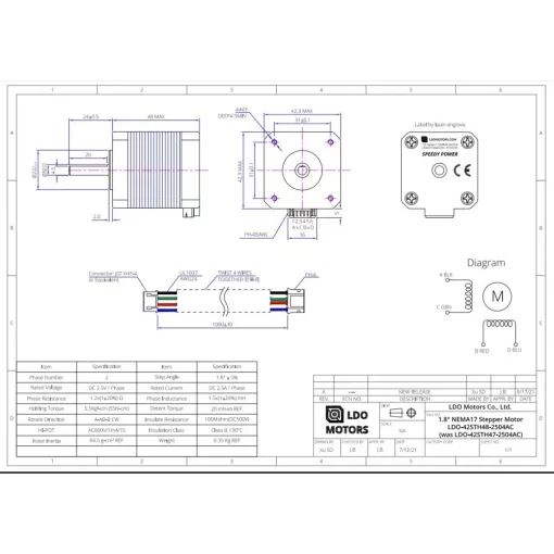 LDO-42STH48-2504AC 1.8° Speedy Power