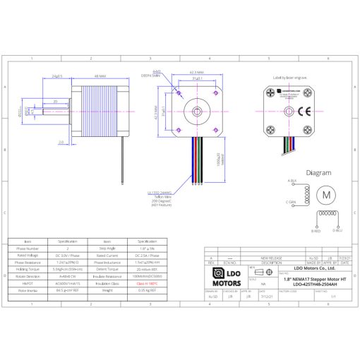 LDO-42STH48-2504AH 1.8° Speedy Power HT