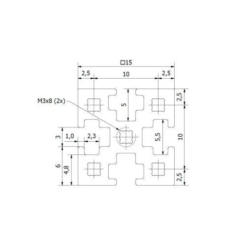 MakerBeamXL 15x15mm profil - 100mm