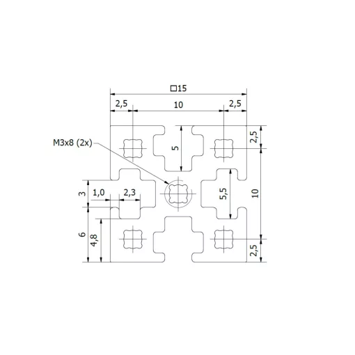 MakerBeamXL 15x15mm profil - 360mm